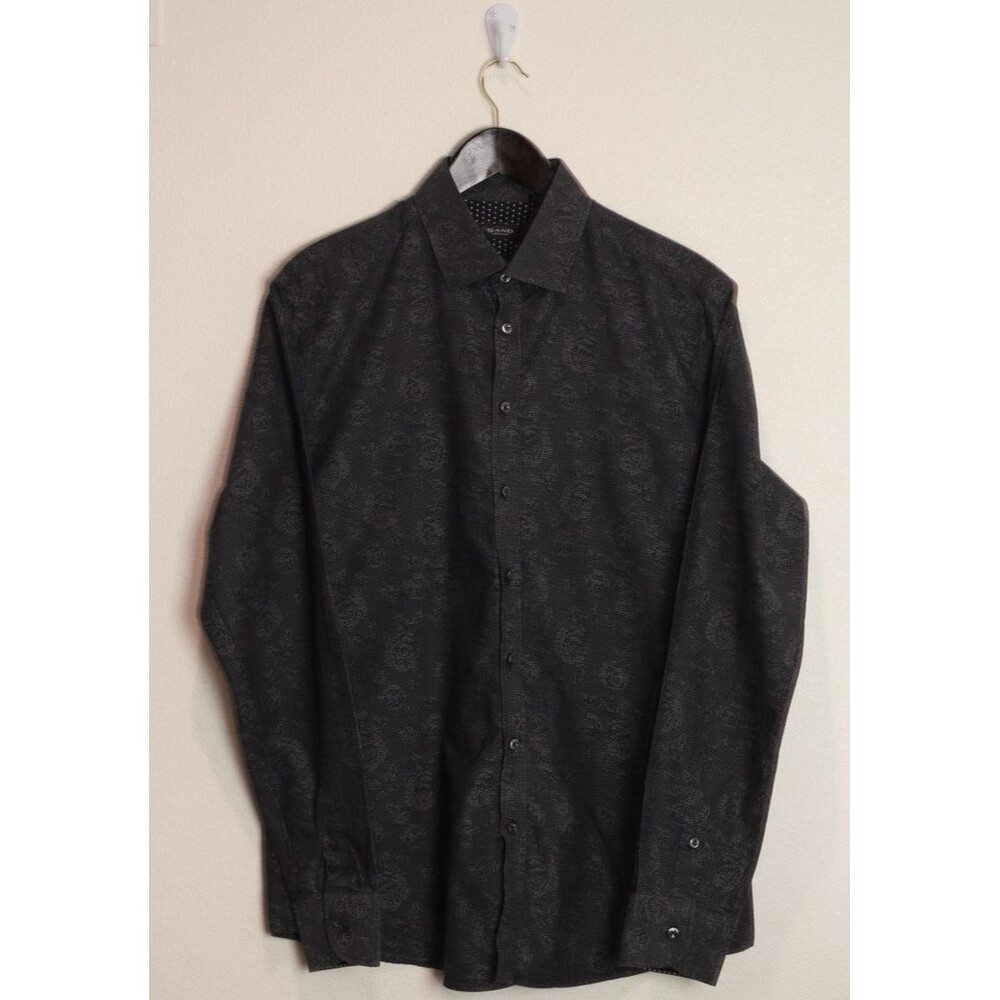 sand copenhagen shirt men size 42 charcoal to Black rose/floral print 100%cotton